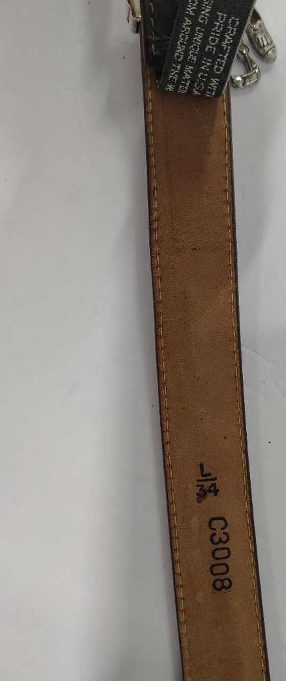 Brighton VTG Brown Leather Croc Belt with Silver Buckle and Golf Charms Sz M-L - Picture 5 of 7